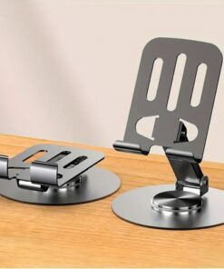 360° Rotating Full Metal Phone & Tablet Stand – Aluminum Alloy Adjustable Desktop Holder for Mobile Devices