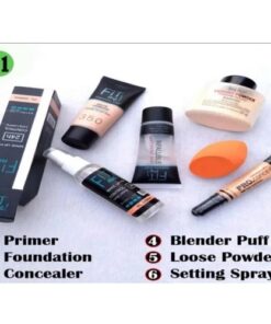 6 in 1 Makeup combo set.(Foundation,concealer,primer,blender puff, loose powder, setting spray) - Image 2