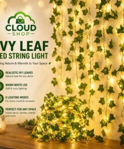 Alternative view of LED lvy Leaf String Lights 15 Feet – Decorative Fairy Lights for Garden Wall Fence Outdoor Indoor Home Room Balcony Wedding Party Decoration