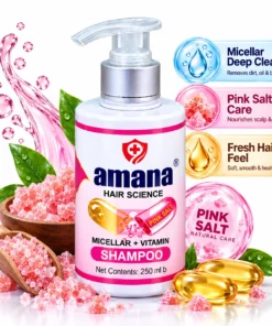 Amana Hair Science Pink Salt Shampoo 250ML – Micellar + Vitamin Care - Image 5