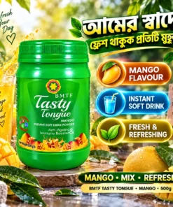 Alternative view of BMTF Tasty Tongue Mango Instant Soft Drink Powder 500gm | Vitamin & Mineral Enriched | Army Pharma