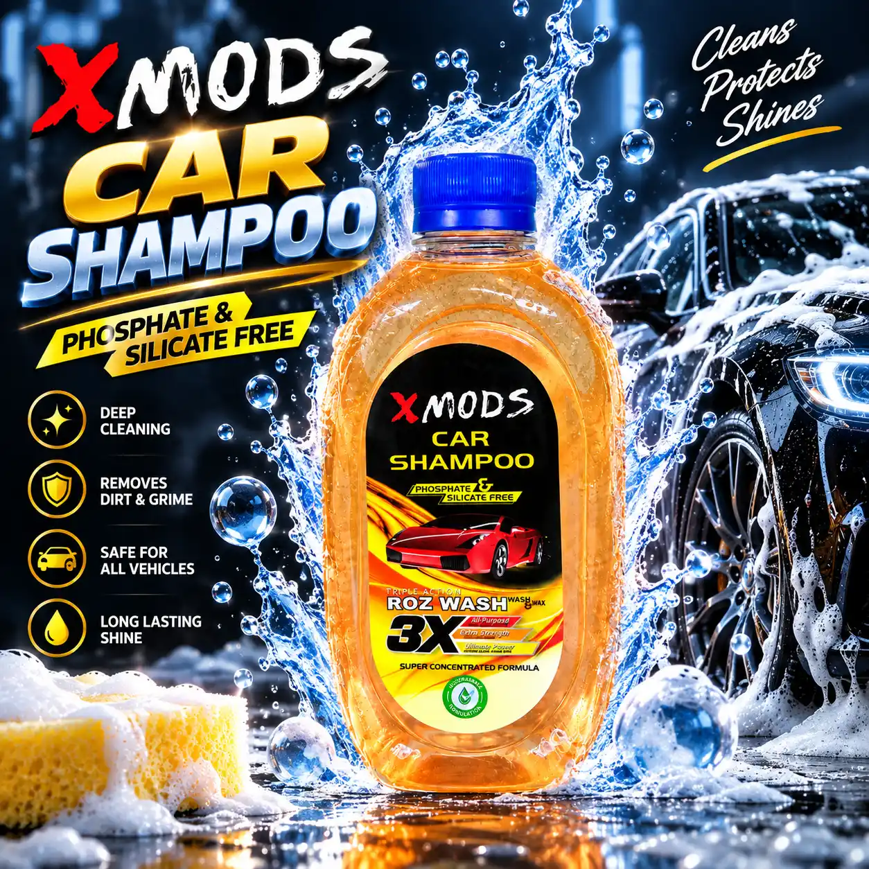 XMODS 3X Car Shampoo 500ML – Wash & Wax - Image 3