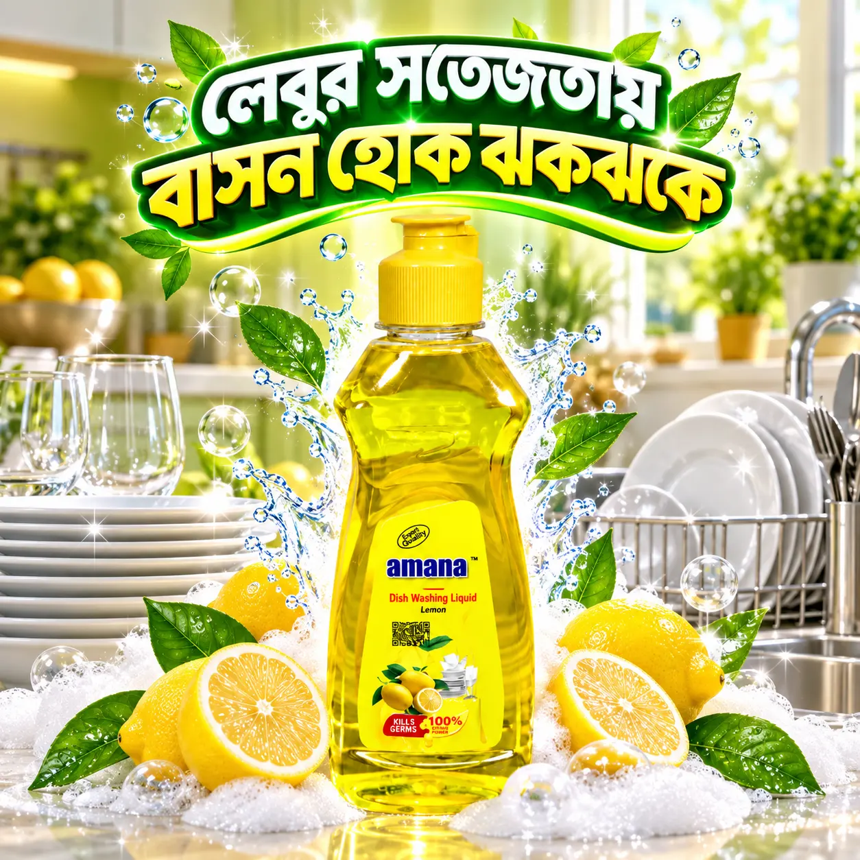 Amana Lemon Dish Washing Liquid 250ML – Fresh & Clean - Image 3