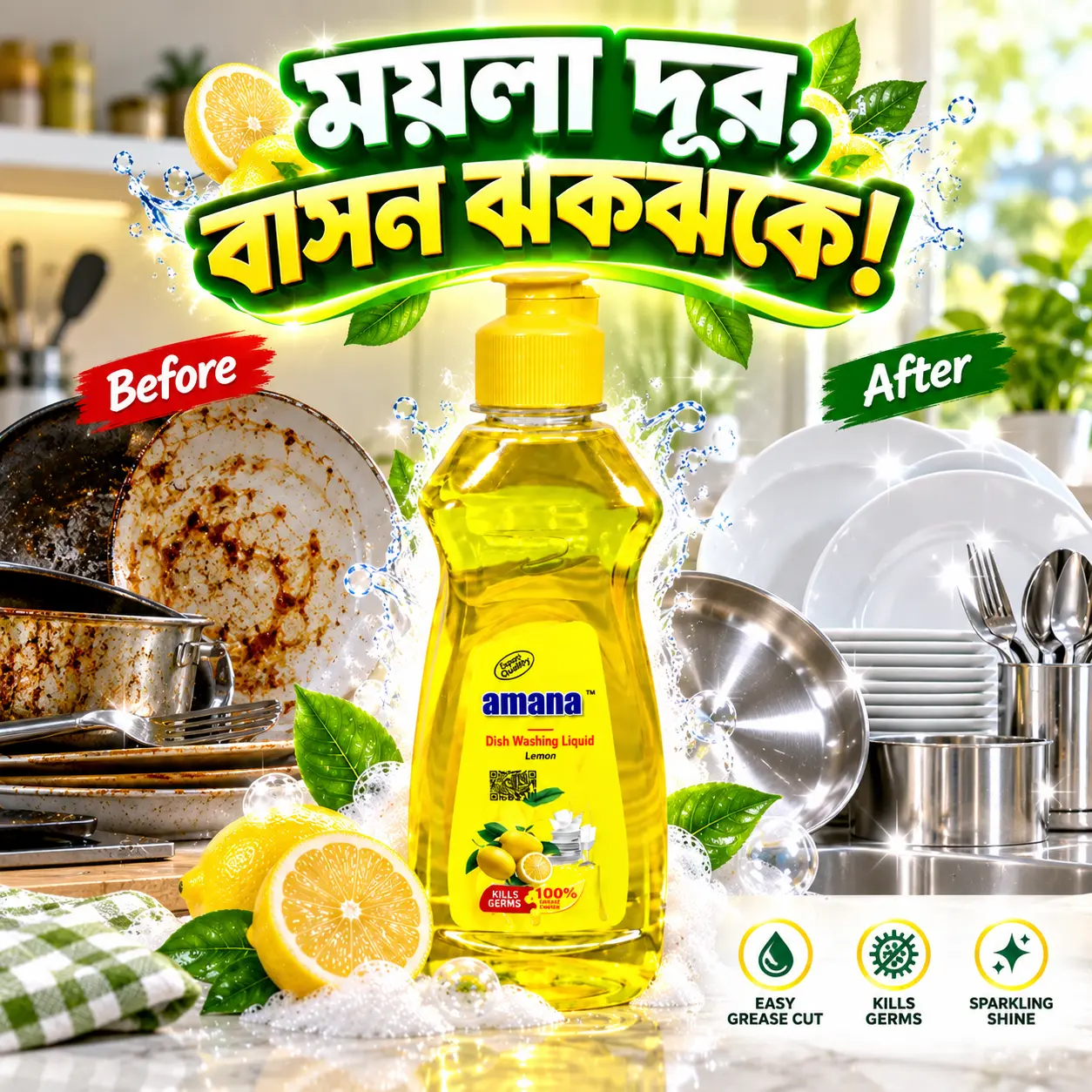 Amana Lemon Dish Washing Liquid 250ML – Fresh & Clean - Image 4