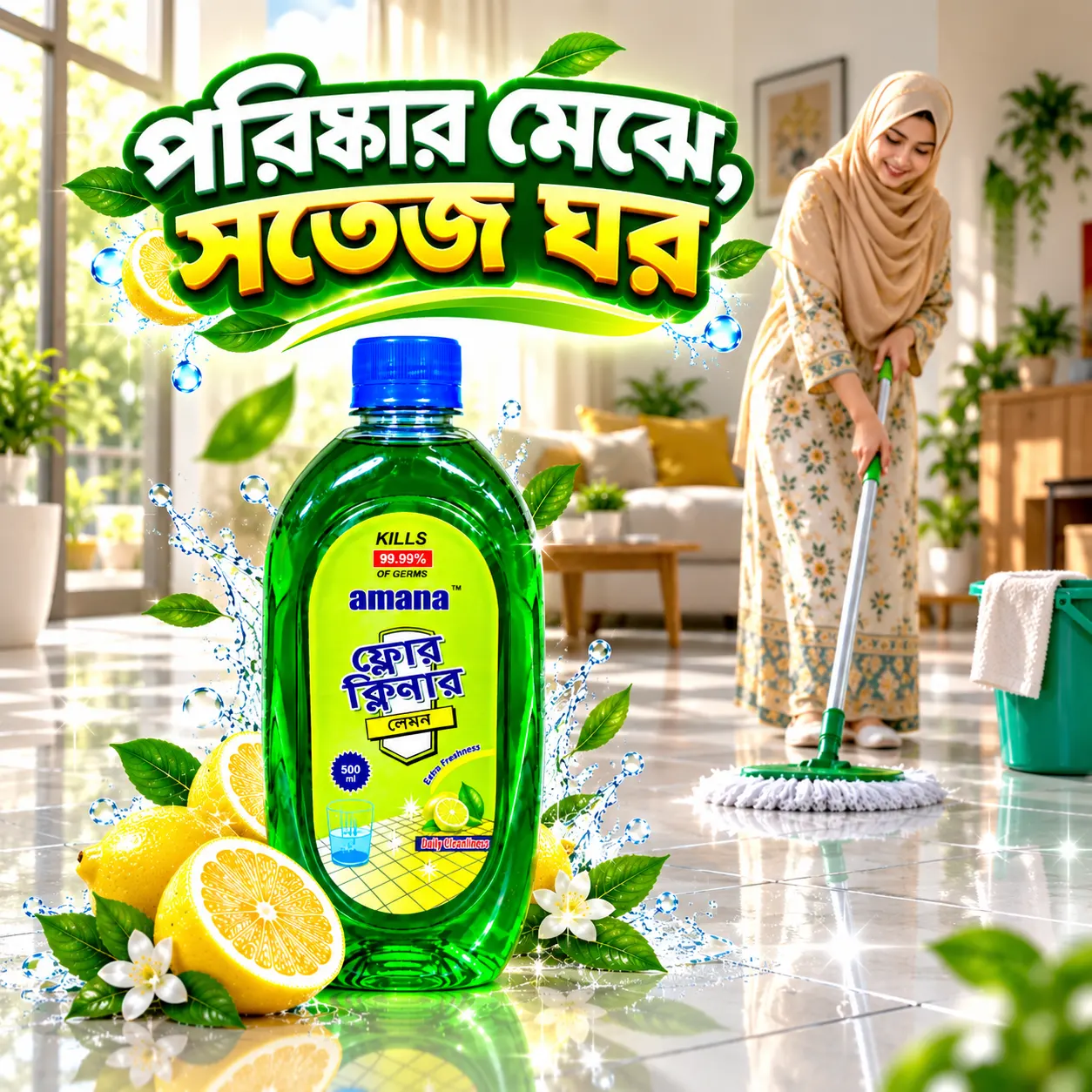 Amana Lemon Floor Cleaner 500ML – Extra Freshness - Image 4