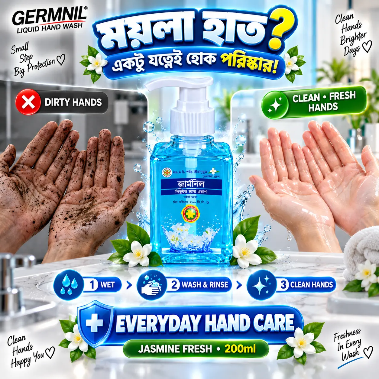 GERMNIL Liquid Hand Wash 200ml | BMTF Product | Jasmine Fresh - Image 3