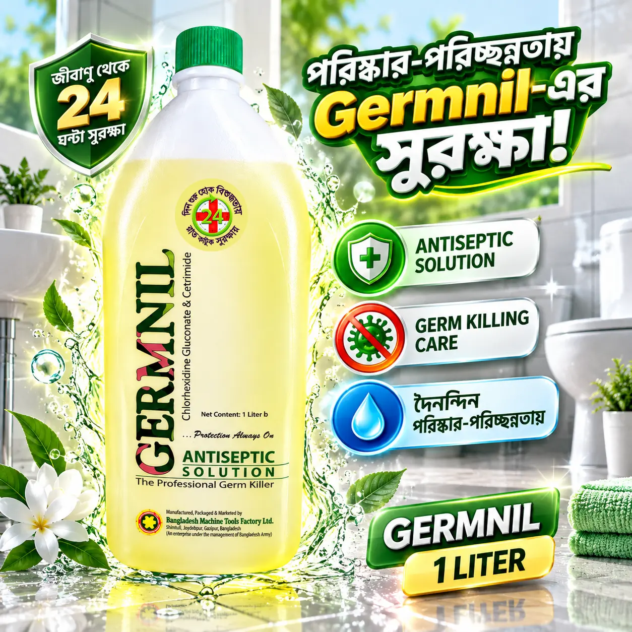 GERMNIL Antiseptic Solution 1L | BMTF Product | জীবাণুনাশক Solution - Image 2