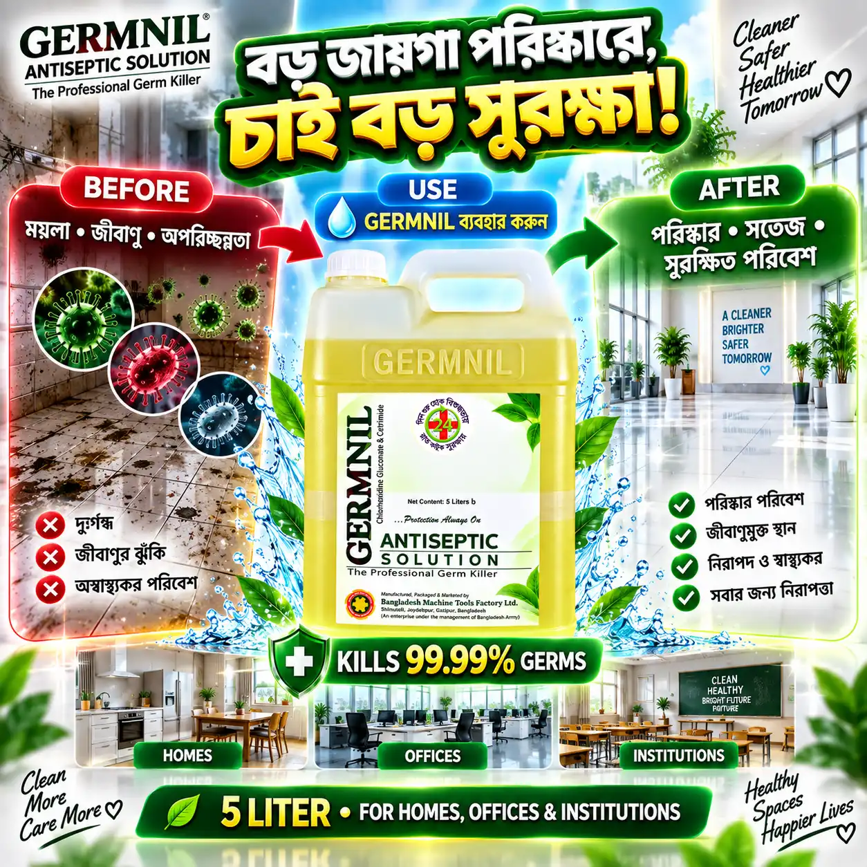 GERMNIL Antiseptic Solution 5L | BMTF Product | জীবাণুনাশক Solution - Image 3