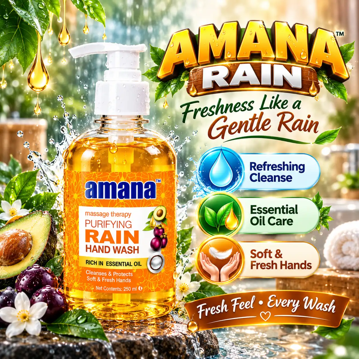 Amana Purifying Active Hand Wash 250ML – Essential Oil & Fresh Hands - Image 7