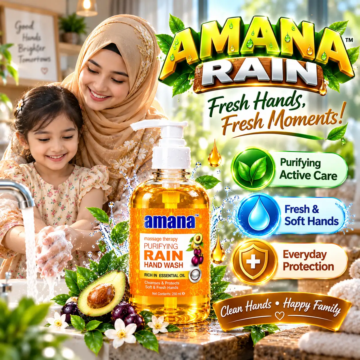 Amana Purifying Active Hand Wash 250ML – Essential Oil & Fresh Hands - Image 8