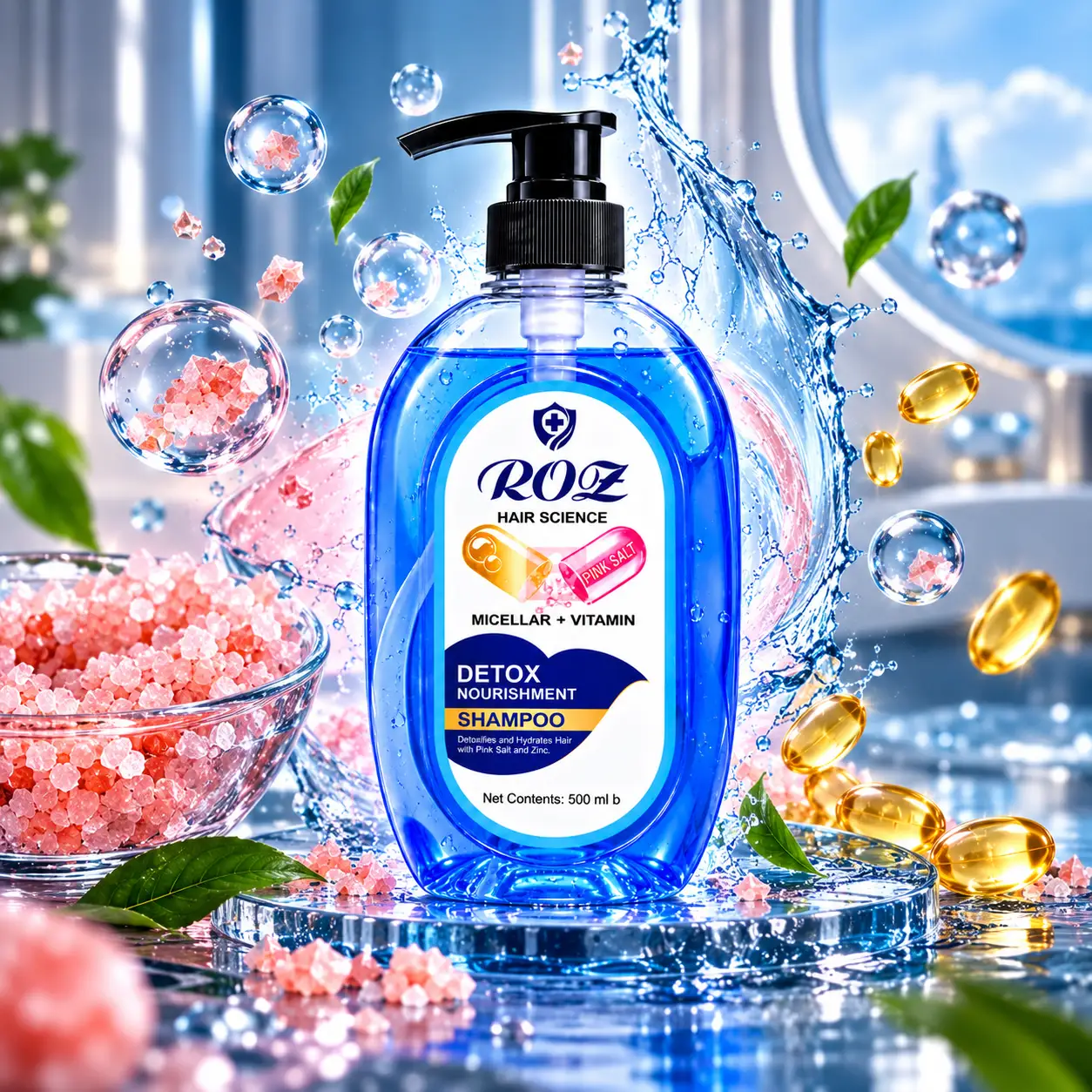 ROQZ Hair Science Detox Nourishment Shampoo 500ML – Micellar + Vitamin B5 - Image 6