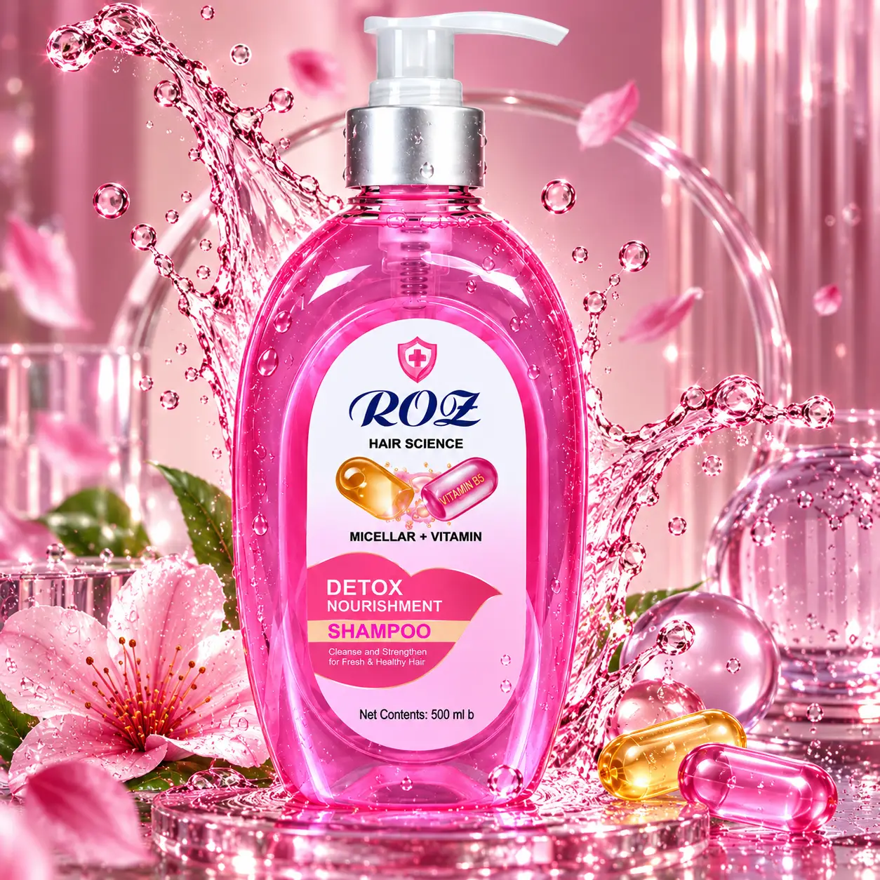ROQZ Hair Science Detox Nourishment Shampoo 500ML – Micellar + Vitamin B5 - Image 3