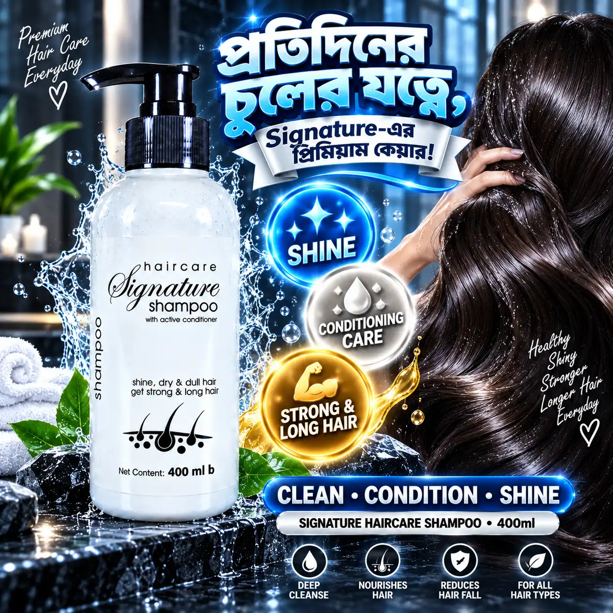 Signature Haircare Shampoo 400ml | With Active Conditioner | BMTF Hair Care - Image 4