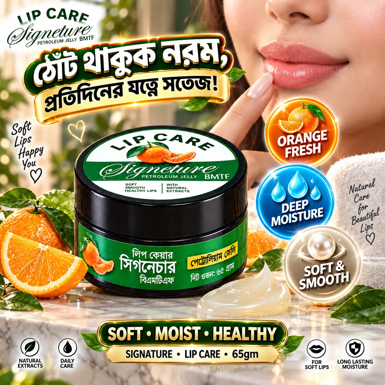 Signature Lip Care Petroleum Jelly 65gm | BMTF Lip Care | Orange Extract - Image 2