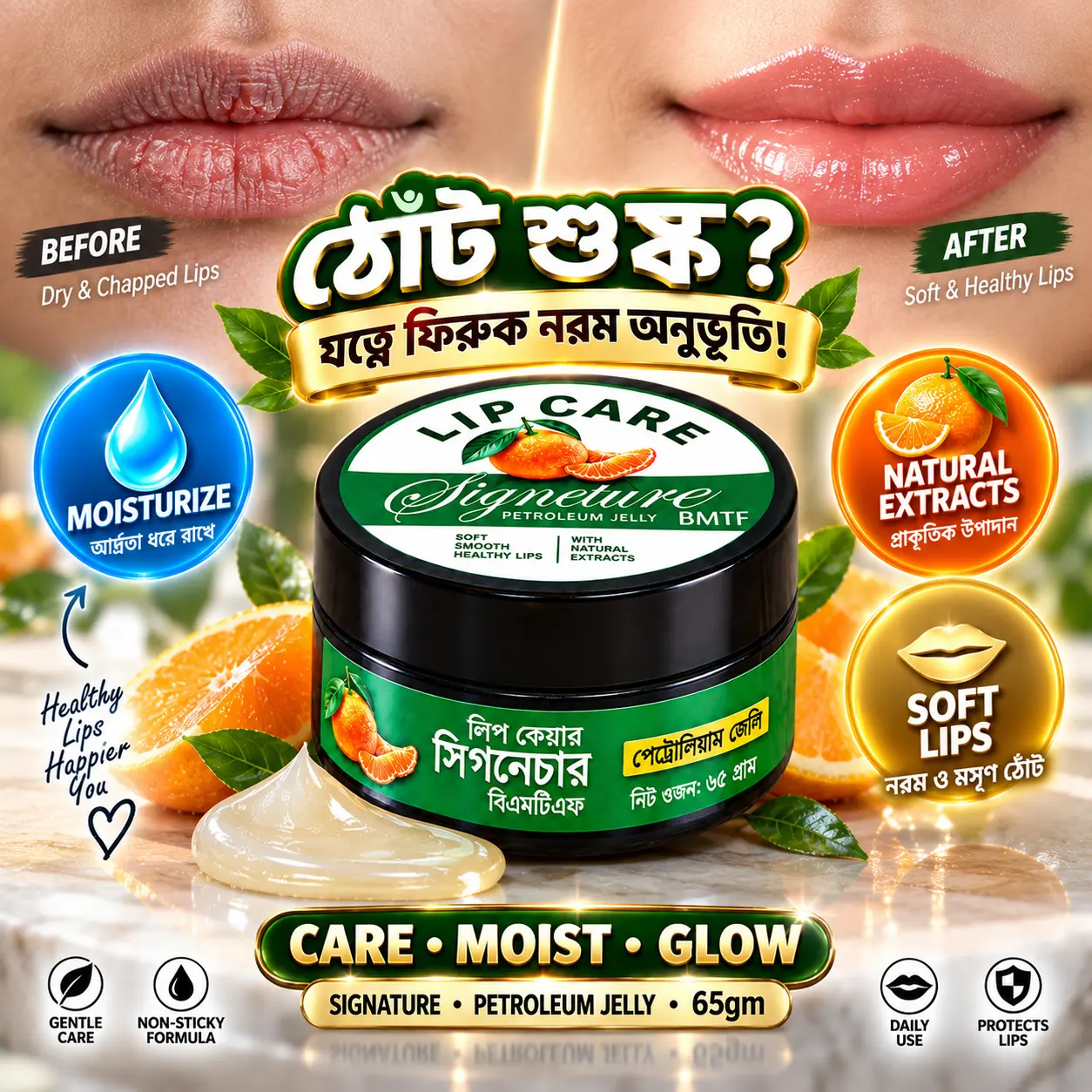 Signature Lip Care Petroleum Jelly 65gm | BMTF Lip Care | Orange Extract - Image 3