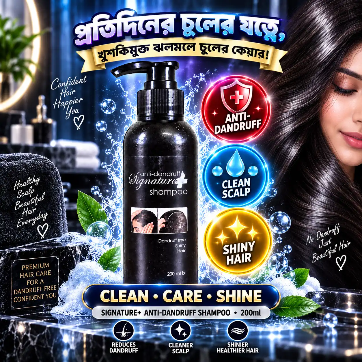 Signature Plus Anti-Dandruff Shampoo 200ml | Dandruff Free & Shiny Hair | BMTF - Image 3