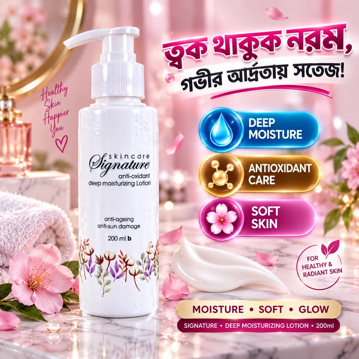 Signature Skincare Antioxidant Deep Moisturizing Lotion 200ml | Anti-Ageing & Anti-Sun Damage | BMTF Army Pharma - Image 2