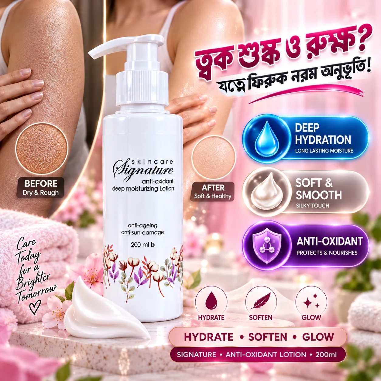 Signature Skincare Antioxidant Deep Moisturizing Lotion 200ml | Anti-Ageing & Anti-Sun Damage | BMTF Army Pharma - Image 3