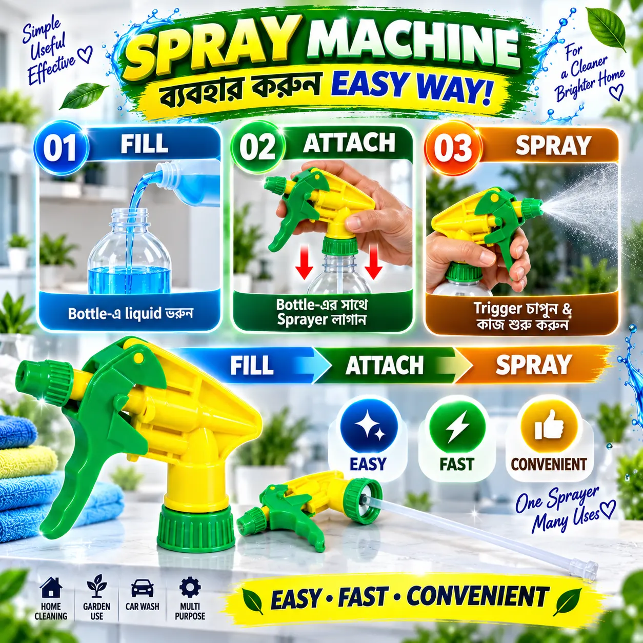 Multi-Purpose Trigger Spray Bottle Nozzle – Heavy-Duty Hand Sprayer - Image 3