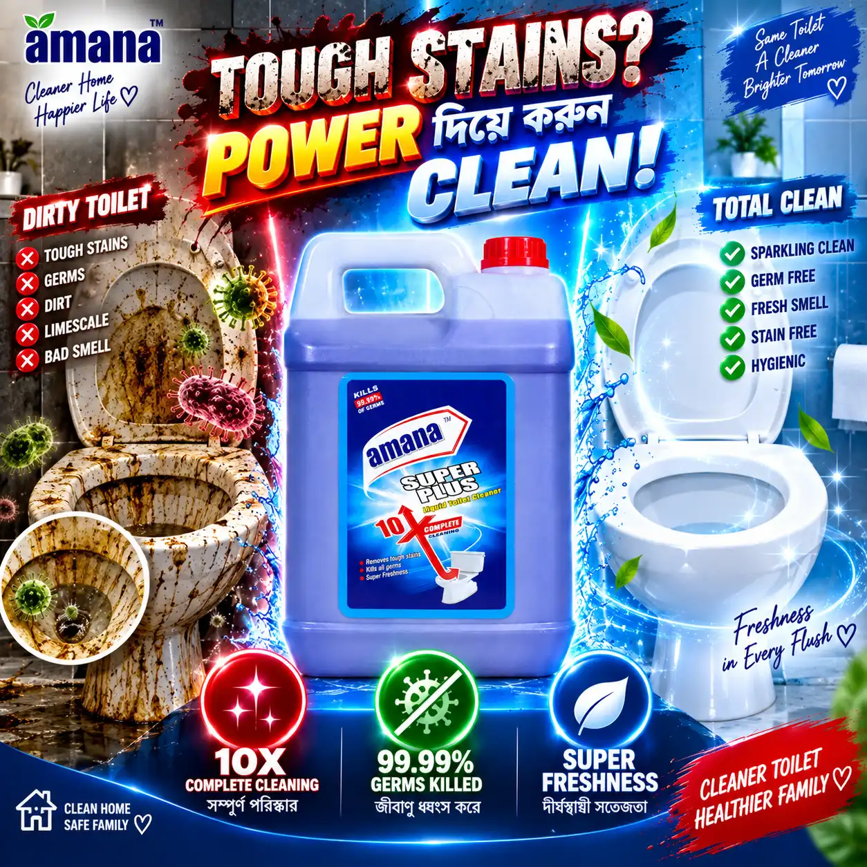 amana Super Plus 10X Complete Cleaning Liquid Toilet Cleaner 5L - Image 3